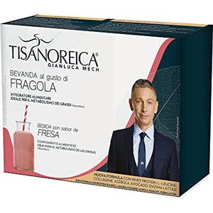 Gianluca Mech - Proteine in Polvere alla Fragola 4x28 gr, Integratore Alimentare Keto con Acacia per il Metabolismo dei Carboidrati e Proteine per Supportare la Massa Muscolare, 337kcal per 100gr