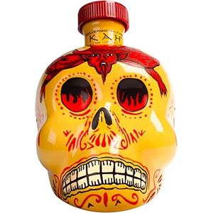 KAH Tequila Reposado - Bottiglia Decorata Giorno dei Morti - 100% Agave Blu - Doppia Distillazione e Invecchiato in Botte di Quercia - 40% vol 70 cl (700 ml / 0,7 Litri)