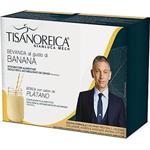 Gianluca Mech - Proteine in Polvere alla Banana 4x28 gr, Integratore Alimentare Keto con Acacia per il Metabolismo dei Carboidrati e Proteine per Supportare la Massa Muscolare, 347kcal per 100gr