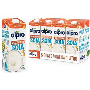 ALPRO SENZA ZUCCHERI, Bevanda alla SOIA, 8 confezioni da 1 Litro