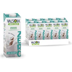 Valsoia - Bevanda Cocco Zero Zuccheri, Box da 10 Tetra Brik da 1000 ml, 100% Vegetale, Senza Lattosio, con Calcio e Vitamine, Ideale anche per Vegani, Vegetariani e Celiaci