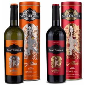 Sant'Orsola - Althaia Vino Rosso 13% e Bianco 12,5% in Confezione Regalo con Gessetti, Selezione di Uva Italiana, 2x750ml