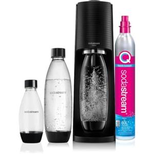 SodaStream Terra Megapack, Gasatore d'acqua per trasformare l'acqua in acqua frizzante, incluso cilindro contente Co2, 2 bottiglie da 1 litro, 1 bottiglia da mezzo litro, 28,8 x 19.5 x 43.6 centimetri