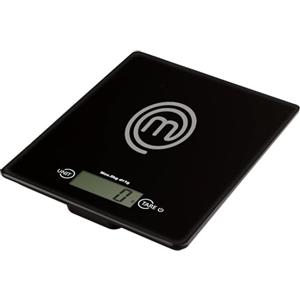 MasterChef Bilancia Cucina Digitale, Pesa Cucina Elettronica per Alimenti, in Grammi e Once (Limite di 5 kg), con Funzione Tare, Vetro temperato, Spegnimento Automatico, Professionale, Nera