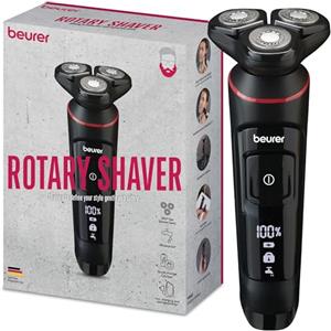 Beurer Rasoio rotante Beurer MN8X, regolazione ottimale grazie alla testina flessibile a 360°, 3 testine ad attacco magnetico, accessorio di precisione, impermeabile, ricarica rapida, display LED