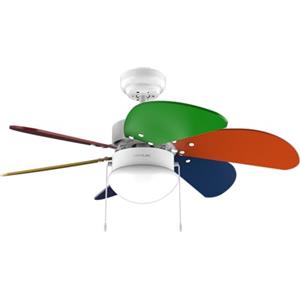 Cecotec - Ventilatore da Soffitto EnergySilence Aero 360 ColorFull con luce. 50 W, diametro 92 cm, 3 velocità, 6 lame reversibili, modalità inverno-estate, utilizzo semplice, interruttore a catena