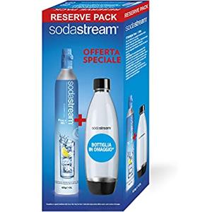 SodaStream Cilindro Ricarica Gas CO2 in Licenza d'Uso per Gasatore + Bottiglia in PET Fuse da 1 Litro per Gasatore