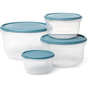 Tatay Set di 4 Contenitori per Alimenti (1 x 0.3 l, 1 x 0.6 l, 1 x 1.2 l, 1 x 2.2 l), Coperchio Flessibile, senza BPA, Adatto per Microonde, Lavastoviglie e Congelatore, Colore Blu