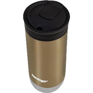 Contigo Huron 2.0 Snapseal Tazza Termica| Tazza da viaggio in acciaio inossidabile | Tazza thermos caffe | Tazza da caffè da asporto con coperchio facile da pulire senza BPA | Brown Sugar | 470 ml