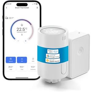 Meross Termostato intelligente per radiatore con hub, termostato per riscaldamento Wi-Fi, compatibile con HomeKit, Alexa e Google Assistant, controllo vocale, programmazione, rilevamento apertura