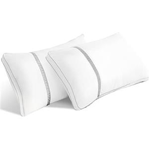 BedStory Cuscini da letto set di 2, Guanciale in Fibra di Alta Qualità, per dormire, antiacari e ipoallergenici, X chi dorme su schiena/stomaco e sul lato, Lavabile 42x70 cm