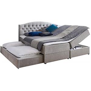 Atlantic Home Collection LOTTE - Letto a molle con materasso in 2 parti, topper, cassettone (destra) e letto estraibile