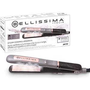 Bellissima Imetec Steam Ceramic e Argan Oil, Piastra per capelli a Vapore, Rivestimento in Ceramica e Olio di Argan, 3 temperature, Riscaldamento Rapido, Piastre Oscillanti, Autospegnimento