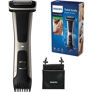 Philips BG7025/15 Bodygroom 7000 Depilatore Corpo da Uomo, Wet&Dry, Pettini Regolabili 3-11 mm, Testina 4D, Autonomia fino a 80 min