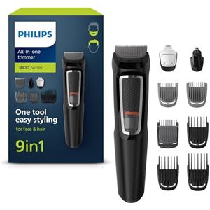 Philips Multigroom Serie 3000 9-in-1 per Viso, Capelli e Corpo con Tecnologia DualCut (modello MG3740/15)