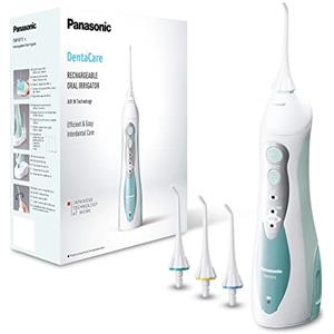 Panasonic EW-1311 Idropulsore senza Fili a Tripla Azione, 3 Modalità di Getto Acqua/Aria, Beccuccio Rotante, Ampio Serbatoio, Design Ergonomico, Bianco e Verde