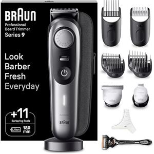 Braun Series 9 RASOIO ELETTRICO BARBA Con lama barba Problade E Strumenti Professionali, REGOLABARBA UOMO 40 Lunghezze, Base Di Ricarica E Custodia Esclusiva, Idea Regalo, BT9440 Grigio