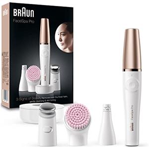 Braun FaceSpa Pro, Epilatore Viso Donna, Accessori per Epilazione e Pulizia Viso, Depilatore Donna Idea Regalo, SE912 Bianco e Oro