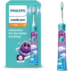 Philips Sonicare For Kids HX6322/04 Spazzolino Elettrico Sonico per Bambini, Connesso all'App, Blu