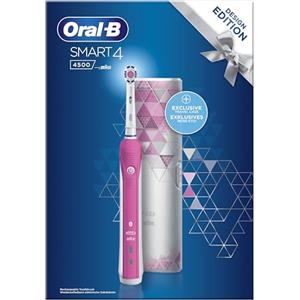 Oral-B Spazzolino Elettrico Ricaricabile Oral-B Design Edition Smart 4 - 4500 Di Braun, 1 Spazzolino Rosa Connesso Con Bluetooth, 1 Testina, 1 Custodia Da Viaggio Esclusiva