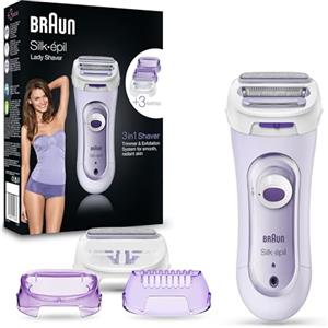 Braun Silk-épil Rasoio Elettrico Donna, Rifinitore di precisione, Sistema Esfoliante, 3 Accessori Inclusi, Sistema Senza Fili, Idea Regalo, LS5-560 Viola