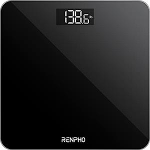 RENPHO Bilancia Pesapersone Digitale Elettronica da Bagno, Bilancia Alta Precisione con Ampio Display a LED Retroilluminato, Tecnologia Step-On, Ultrasottile, Capacità 180kg, Nero