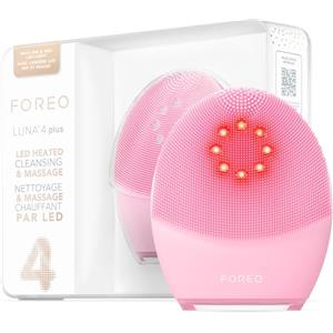 FOREO LUNA 4 plus, spazzola per pulizia viso, NIR + LED rosso, Detersione profonda anti punti neri e massaggio viso, Massaggiatore viso antirughe con microcorrente, Pelle Normale