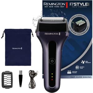 Remington Rasoio Elettrico uomo, a Lamina, Senza Fili, Wet & Dry, 100% Impermeabile, Trimmer Dettagli Pop-up, Lame Foil Tri-Flex, Ricarica USB-C, 80 min di Utilizzo, 120 min Ricarica, Serie StyleF7000