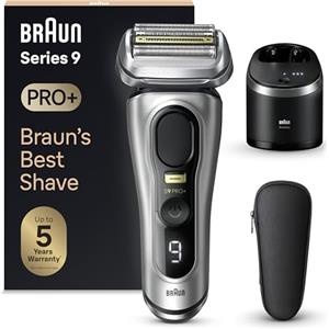 Braun Series 9 PRO +, Rasoio Elettrico Barba, Regolabarba Uomo, Rifinitore di precisione, Custodia Viaggio, Lame Flessibili, SmartCare, Impermeabile, Batteria Litio Ion, Idea Regalo, 9567cc Argento