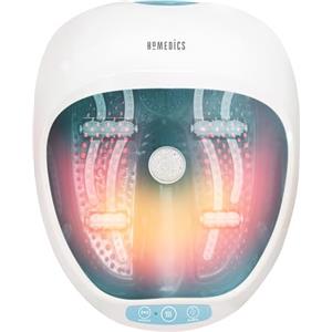 Homedics Pediluvio Massaggiatore Piedi 4 in 1 - Idromassaggio, Magnetoterapia, Vibrazione, Mantenimento Temperatura 40°C - Taglia Max 47, Bianco/Azzurro