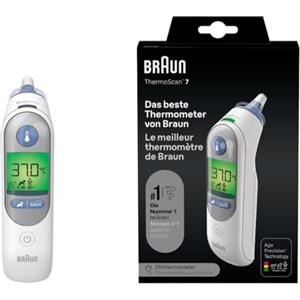 Braun ThermoScan 7 Termometro auricolare, Tecnologia Age Precision, Display digitale con codifica a colori, Adatto a neonati e bambini, Marchio #1 tra i dottori 1