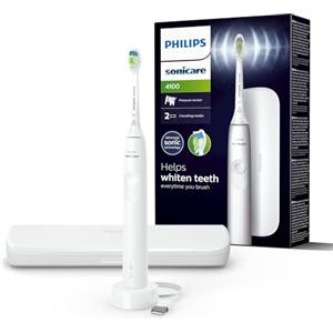 Philips Sonicare 4100 - Spazzolino elettrico Philips Sonicare per adulti con 1 testina sonica Philips W2 Optimal White, custodia da viaggio sottile e caricatore USB (modello HX3683/33)