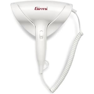 Girmi PH03 Asciugacapelli da parete,1700 W, 2 velocità e 2 temperature, Montaggio a muro, Termostato anti surriscaldamento, Bianco