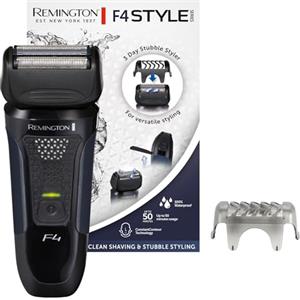 Remington Rasoio elettrico Barba F4 - Utilizzo su asciutto e bagnato - Accessorio styler per barba, Cappuccio protettivo, 100% impermeabile, Rasoio a lamina Style Series F4002