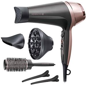 Remington Asciugacapelli 2200W - Asciuga, Piastra e Arriccia - 3 accessori per lo styling: ugello e diffusore, spazzola rotonda da 45 mm e clip, 3 livelli di riscaldamento e 2 di ventilazione, D5707