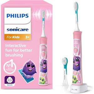 Philips Sonicare For Kids HX6352/42 Spazzolino Elettrico Sonico per Bambini, Connesso all'App, Rosa