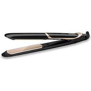 BaByliss Piastra Capelli Lisciante con Rivestimento in Titanium-Ceramic, Funzione Ionica Anti-crespo, Funzione Protect, Funzione Intense, 6 Temperature, Nero/Champagne, ST393E