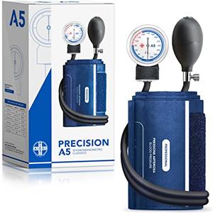 AIESI® Sfigmomanometro Manuale Professionale Aneroide modello classico per adulti senza stetoscopio PRECISION A5, Garanzia Italia 24 mesi