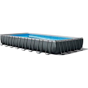 Intex 26374NP - Piscina Fuori Terra Ultra XTR Frame Rettangolare, Pompa Filtro 10500 L/h, Scaletta, Telo Base e Copertura, 54368 L, Acciaio e PVC, Grigio, 975x488x132 cm