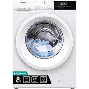 Hisense WDQE8014EVJM Lavasciuga 8+5 Kg, 1400 rpm, 15 Programmi automatici, Rapido, Vapore, Motore Inverter, Classe Efficienza Energetica D/Lavaggio A, Display LED, Bianco