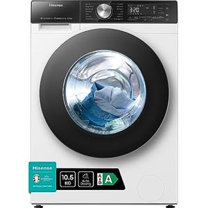 Hisense WF5S1045BW - Lavatrice a Carica Frontale 10,5 Kg, 1400 rpm, 15 Programmi, Autodose, Connectivity, Vapore, Display Touch, Porta doppio vetro, Programma Rapido, Partenza Ritardata, Child Lock