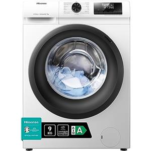 Hisense WFQE9014EVJM - Lavatrice a Carica Frontale 9 Kg, 1400 rpm, Classe A, 15 Programmi, Vapore, Display LED, Programma Rapido, Partenza Ritardata, Child Lock