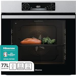 Hisense BI64211PX, Forno Multifunzione Termoventilato, Cavità XXL 77L , Auto Pulizia Pirolitica, 13 funzioni di cottura, Funzione pizza 300°C, Cottura AirFry, Cottura Multifase, Display Led