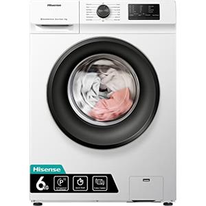 Hisense WFVC6010E - Lavatrice a Carica Frontale 6 Kg, 1000 rpm, 15 Programmi, Display LED, Programma Rapido, Partenza Ritardata, Child Lock