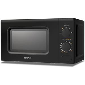 COMFEE' Forno a Microonde Nero, 20 Litri, 700 W, 5 Livelli di Potenza, Funzione di Scongelamento Rapido, Timer Manuale, Design Compatto-CM-M202CC(BK)