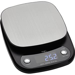 TFA Dostmann bilancia digitale da cucina APPLE PIE, 50.2005.10, risoluzione 0,1 g, con funzione di tara, funzione di spegnimento, per alimenti fino a 5 kg, moderna, display illuminato, argento