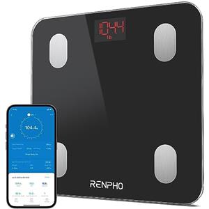 RENPHO Bilancia Pesapersone Professionale 180kg, Bilancia Impedenziometrica Intelligente Bluetooth, 13 Funzioni Analisi Composizione Corporea con App per Massa Grassa, BMI, Grasso Viscerale, Nero