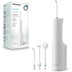 Panasonic Serie 600 Irrigatore Orale a Ultrasuoni EW-DJ67-W303, Idropulsore per Denti, 200ml, IPX7, 2 Ugelli a Ultrasuoni, 1 Ugello Ortodontico e 1 Ugello per Pulire la Lingua, 5 Livelli di Pressione