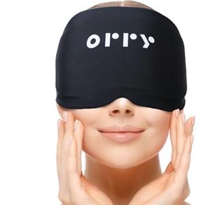 ORRY Gel Ghiaccio Occhi, Fronte - Maschera Gel Compressiva Riutilizzabile per Terapia del Freddo/Calore - Sollievo Emicrania, Mal di Testa, Occhi Gonfi - Facilmente Regolabile (Nero)