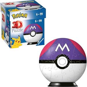 Ravensburger - Puzzle 3D, Pokémon Masterball Viola, per Adulti e Bambini 6+ Anni, Idea Regalo, 54 Pezzi, Include Supporto per Esporlo